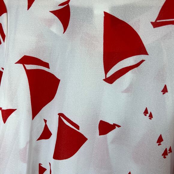 Vintage 70’s Queen's Way to Fashion Red and White Sail Boat Blouse Top Size 14 - Picture 7 of 8